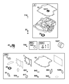 Crankcase Cover/Sump Group Diagram and Parts List for 31R977-0108-G1 200000 - 399999 Briggs and Stratton Engine